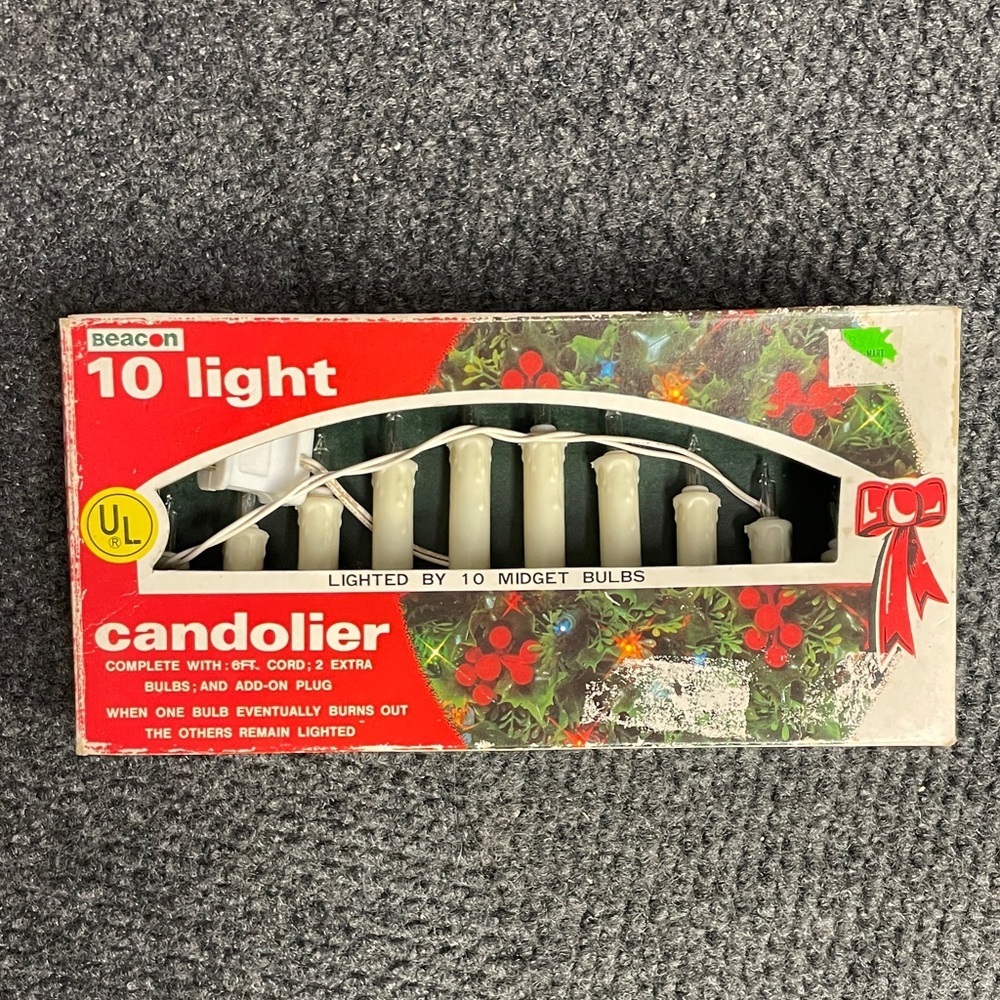 Beacon 10 Light Miniature Candelolier Vintage Christmas Decor MCM White Classic